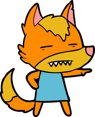 Bir insan tarafından çizilmiş tilki çizgi film karakteri