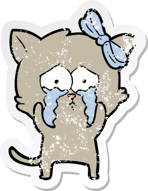 Bir insan tarafından çizilmiş karikatür bir kedinin sıkıntılı çıkartması.