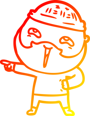 Bir insan tarafından çizilmiş mutlu sakallı bir adamın çizgi çizimi.