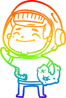 gökkuşağı gradyan çizimi mutlu bir çizgi astronot çizimi bir insan tarafından çizildi