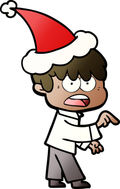 Bir insan tarafından çizilmiş Noel Baba şapkası takan bir çocuğun gradyan çizimi.