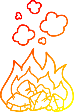 Bir insan tarafından çizilmiş sıcak kömürlerin sıcak çizgi çizimi