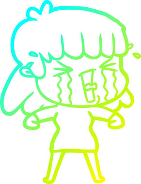 Bir insan tarafından çizilmiş göz yaşları içinde bir çizgi film kadını çizimi.