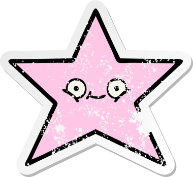 Bir insan tarafından çizilmiş sevimli bir yıldız balığının sıkıntılı çıkartması.