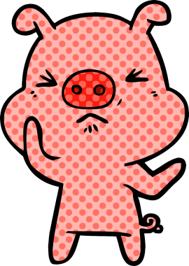 Bir insan tarafından çizilmiş kızgın domuz çizgi filmi.