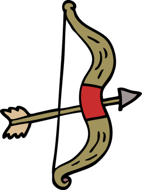 Bir insan tarafından çizilmiş ok ve yay.