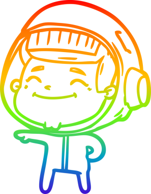 gökkuşağı gradyan çizimi mutlu bir çizgi astronot çizimi bir insan tarafından çizildi