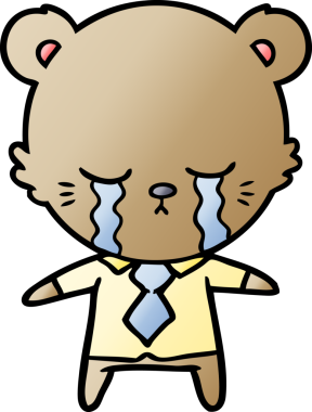 Bir insan tarafından çizilmiş ağlayan ayı çizgi film çizeri.