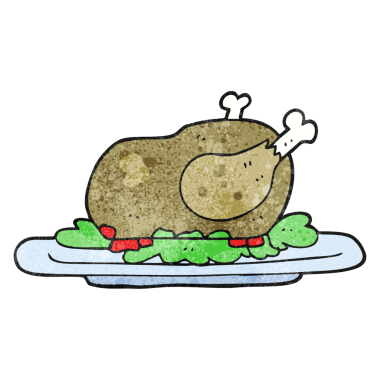 Bir insan tarafından çizilmiş hindi pişirilmiş el yapımı çizgi film.