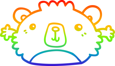 Bir insan tarafından çizilmiş komik bir ayının gökkuşağı gradyanı çizimi