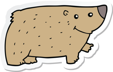 Bir insan tarafından çizilmiş çizgi film ayısının çıkartması.