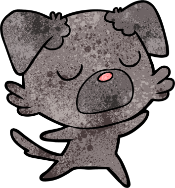 Bir insan tarafından çizilmiş çizgi film köpeği.