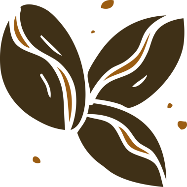 Bir insan tarafından çizilmiş üç kahve çekirdeği karalaması.