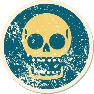 Bir insan tarafından çizilmiş bir kafatasının sembolik dövmeli görüntüsü.