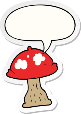 Bir insan tarafından çizilmiş konuşma balonu çıkartmalı mantar mantarı.