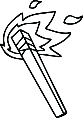 Bir insan tarafından çizilmiş garip çizgi film meşalesi