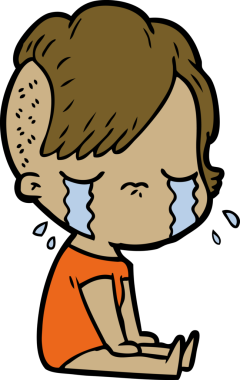 Bir insan tarafından çizilmiş ağlayan bir kız.