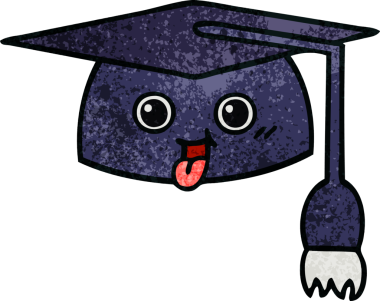 Mezuniyet şapkasının retro grunge deseni bir insan tarafından çizilmiş.