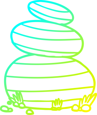 Bir insan tarafından çizilmiş büyük istiflenmiş taş karikatürünün soğuk gradyan çizimi.