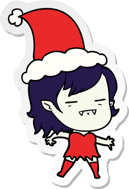 Bir insan tarafından çizilmiş Noel Baba şapkası giyen ölümsüz bir vampir kızın el yazısı.