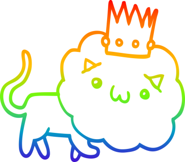 Gökkuşağı gradyan çizgi çizimi Bir insan tarafından çizilmiş taç ile bir çizgi aslan