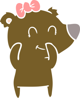 Bir insan tarafından çizilmiş dişi ayı düz renk karikatürü