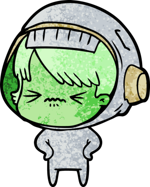 Bir insan tarafından çizilmiş kalçaları olan kızgın uzay kızı.