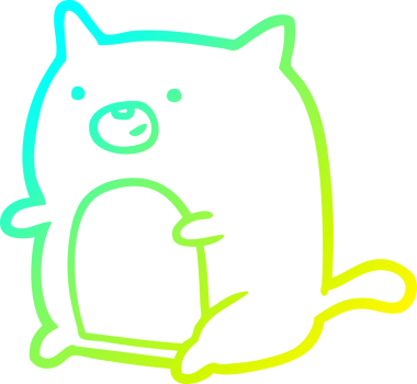 Bir insan tarafından çizilen çizgi film kedisinin soğuk gradyan çizgisi.