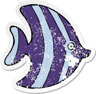 Bir insan tarafından çizilmiş karikatür melek balığının sıkıntılı çıkartması.