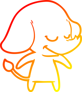 Bir insan tarafından çizilmiş gülümseyen bir filin sıcak çizgi çizimi