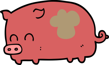 Bir insan tarafından çizilmiş şirin çizgi film domuzu.