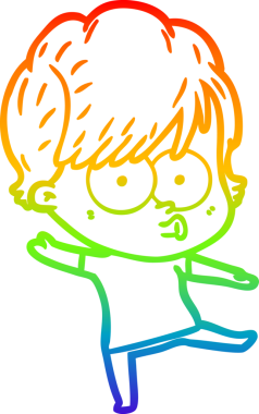 gökkuşağı gradyan çizimi bir insan tarafından çizilmiş bir karikatür kadın