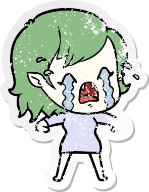 Bir insan tarafından çizilmiş ağlayan vampir bir karikatür çıkartması.