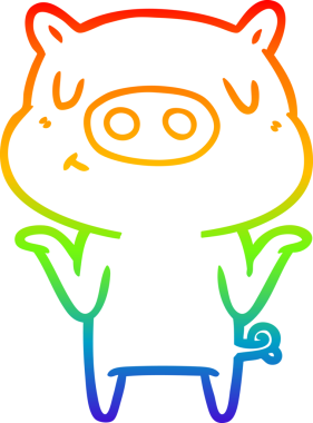 gökkuşağı gradyan çizgi çizimi bir insan tarafından çizilmiş içerikli domuz