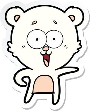 Bir insan tarafından çizilmiş gülen oyuncak ayının çıkartması.