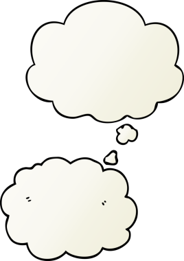 Düşünce baloncuğu olan karikatür bulutu bir insan tarafından çizilmiş.