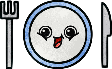 Bir insan tarafından çizilmiş yemek tabağının retro grunge deseni.