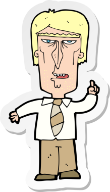 Bir insan tarafından çizilmiş huysuz bir patronun çıkartması.