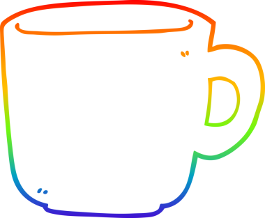 gökkuşağı gradyan çizgi çizimi bir insan tarafından çizilmiş bir kahve fincanı