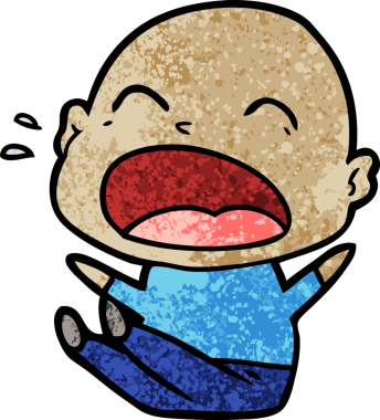 Bir insan tarafından çizilmiş kel adam diye bağıran çizgi film.