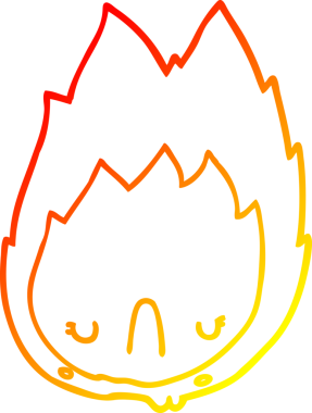 Bir insan tarafından çizilen mutsuz ateşin çizgi çizimi.