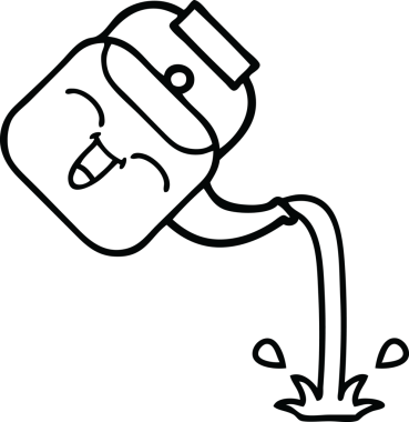 Bir insan tarafından çizilen çaydanlığın çizgi çizimi