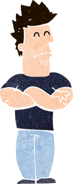 Bir insan tarafından çizilmiş somurtkan bir adam.