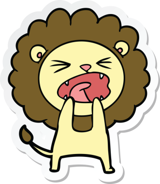 Bir insan tarafından çizilmiş kızgın bir aslanın çıkartması.