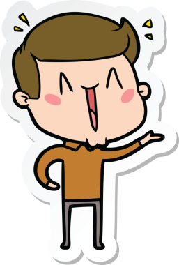 Bir insan tarafından çizilmiş heyecanlı bir adamın çıkartması.