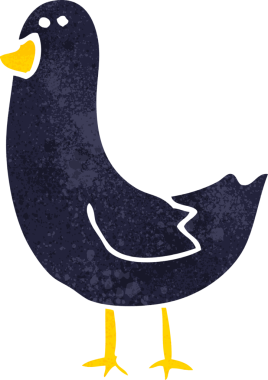 Bir insan tarafından çizilmiş çizgi film kuşu.