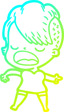 Bir insan tarafından çizilmiş havalı bir hippi kızın soğuk gradyan çizimi.