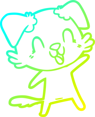 Bir insan tarafından çizilmiş gülen çizgi film köpeğinin soğuk çizgisi.