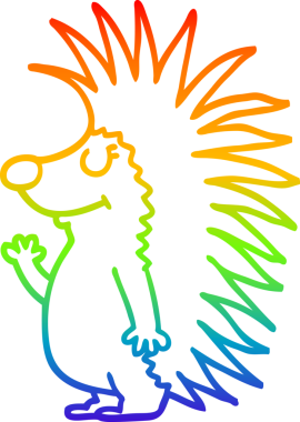 gökkuşağı gradyan çizgi çizimi Bir insan tarafından çizilmiş dikenli kirpi