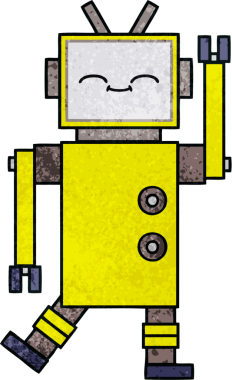 Bir insan tarafından çizilmiş bir robotun retro grunge dokusu